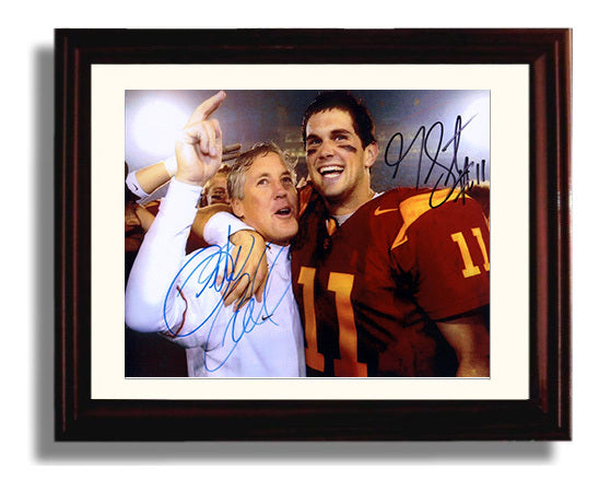 USC Football Carroll and Leinart Championship Sideline Bond College Football Wall Art 8x10 Beveled Frame wall art print – College Football decor