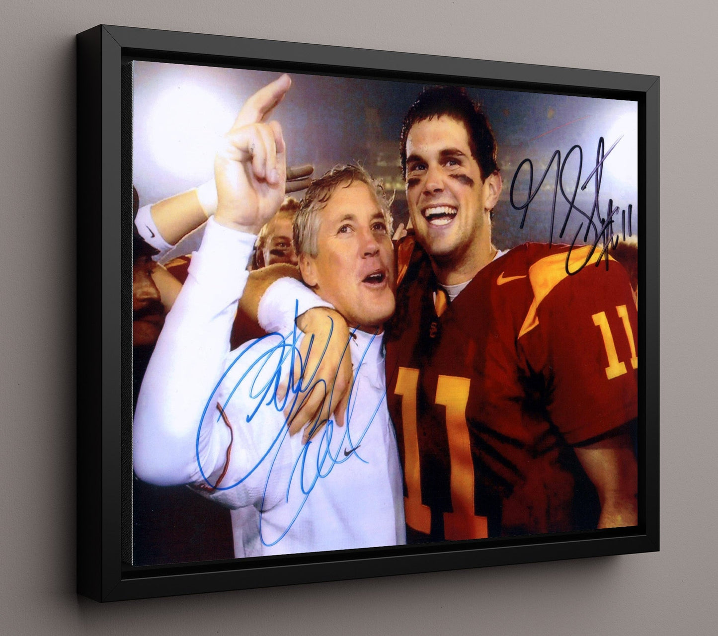 USC Football - Carroll and Leinart Championship Sideline Bond 8x10 Framed Canvas college football wall art