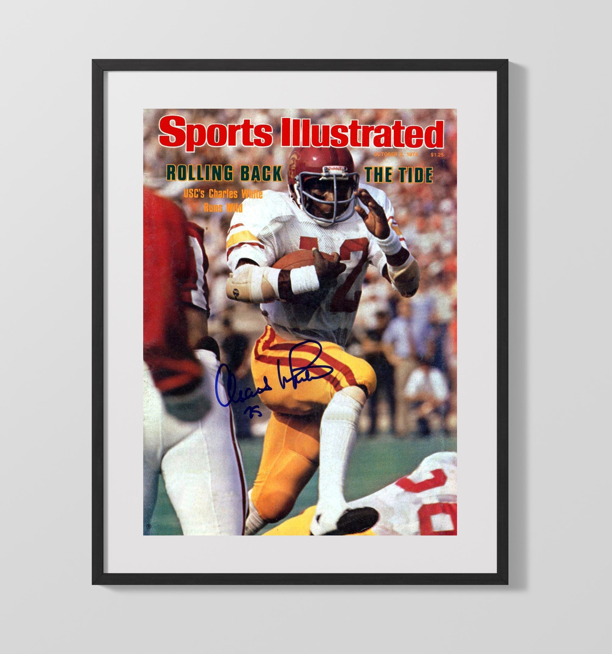 USC Football Charles White Runs Wild Rolling Back Tide 1978 SI Cover College Football Wall Art 16x20 Gallery Frame wall art print – College Football decor