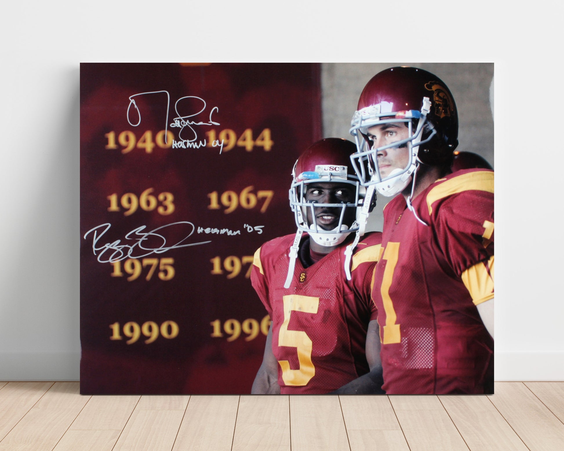 USC Football Leinart and Bush Heisman Duo Sideline Legacy College Football Wall Art 16x20 Unframed Print wall art print – College Football decor