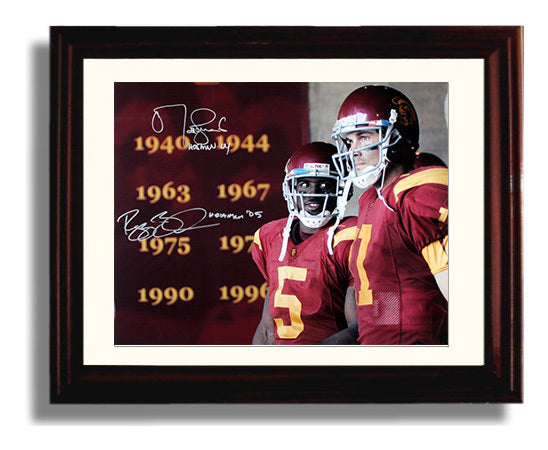 USC Football - Leinart and Bush Heisman Duo Sideline Legacy 8x10 Beveled Frame college football wall art