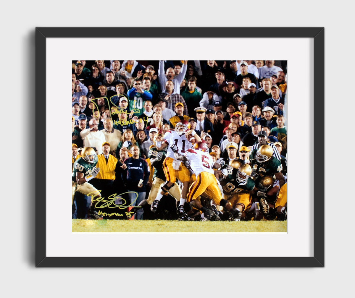 USC Football - Leinart and Bush Notre Dame Clash Heisman Era 8x10 Gallery Frame college football wall art