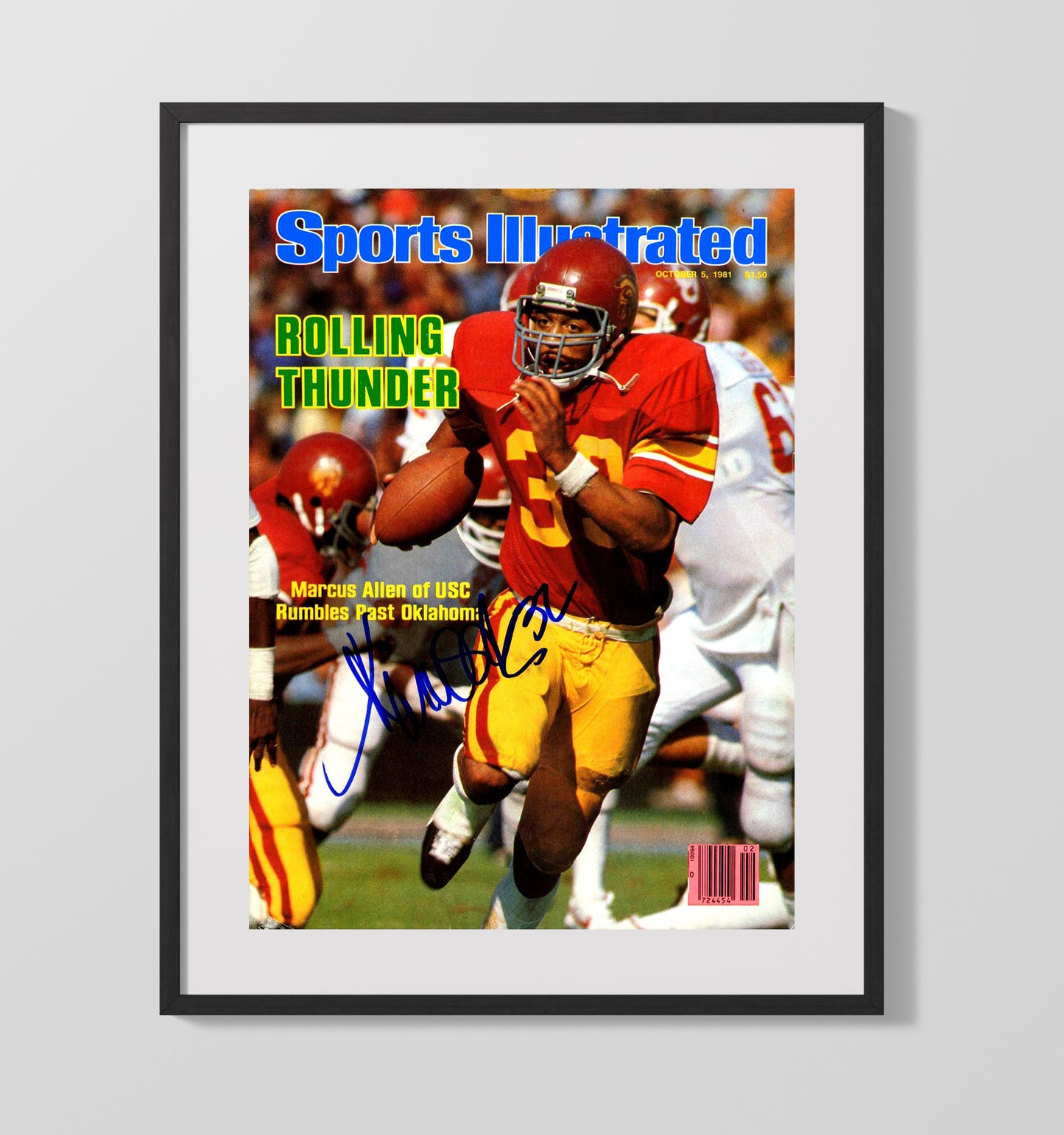 USC Football Marcus Allen Rolling Thunder Breakaway 1981 SI Cover College Football Wall Art 16x20 Gallery Frame wall art print – College Football decor