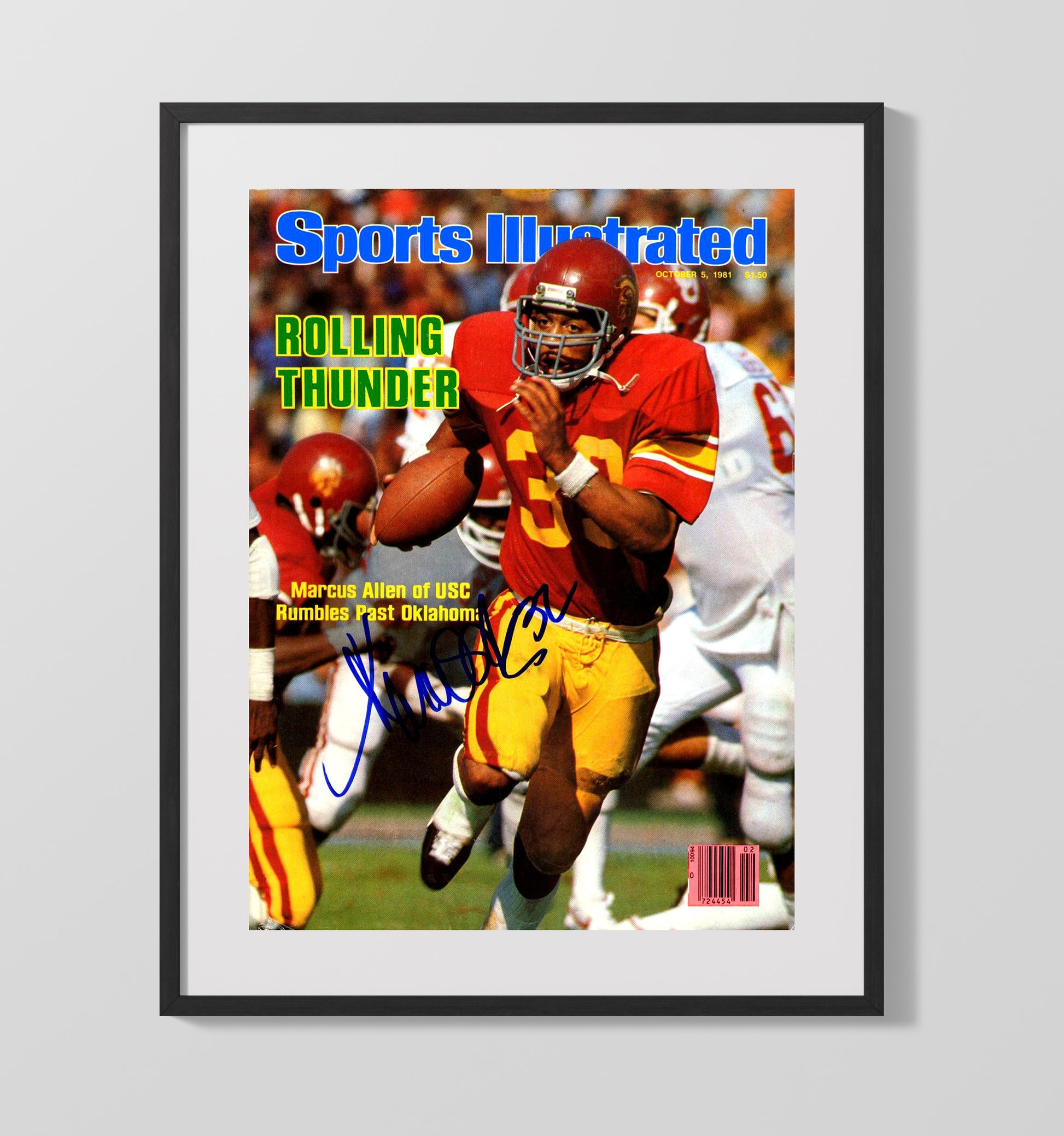 USC Football Marcus Allen Rolling Thunder Breakaway 1981 SI Cover College Football Wall Art 16x20 Gallery Frame wall art print – College Football decor