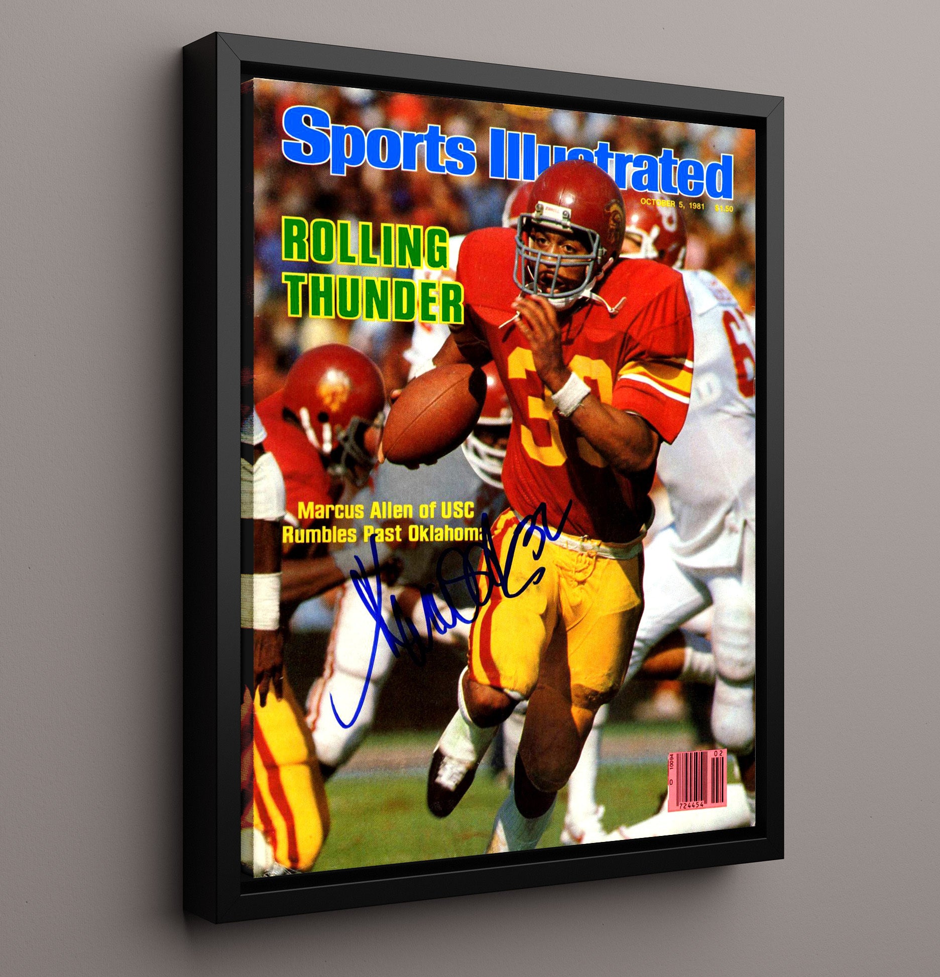 USC Football Marcus Allen Rolling Thunder Breakaway 1981 SI Cover College Football Wall Art 16x20 Framed Canvas wall art print – College Football decor