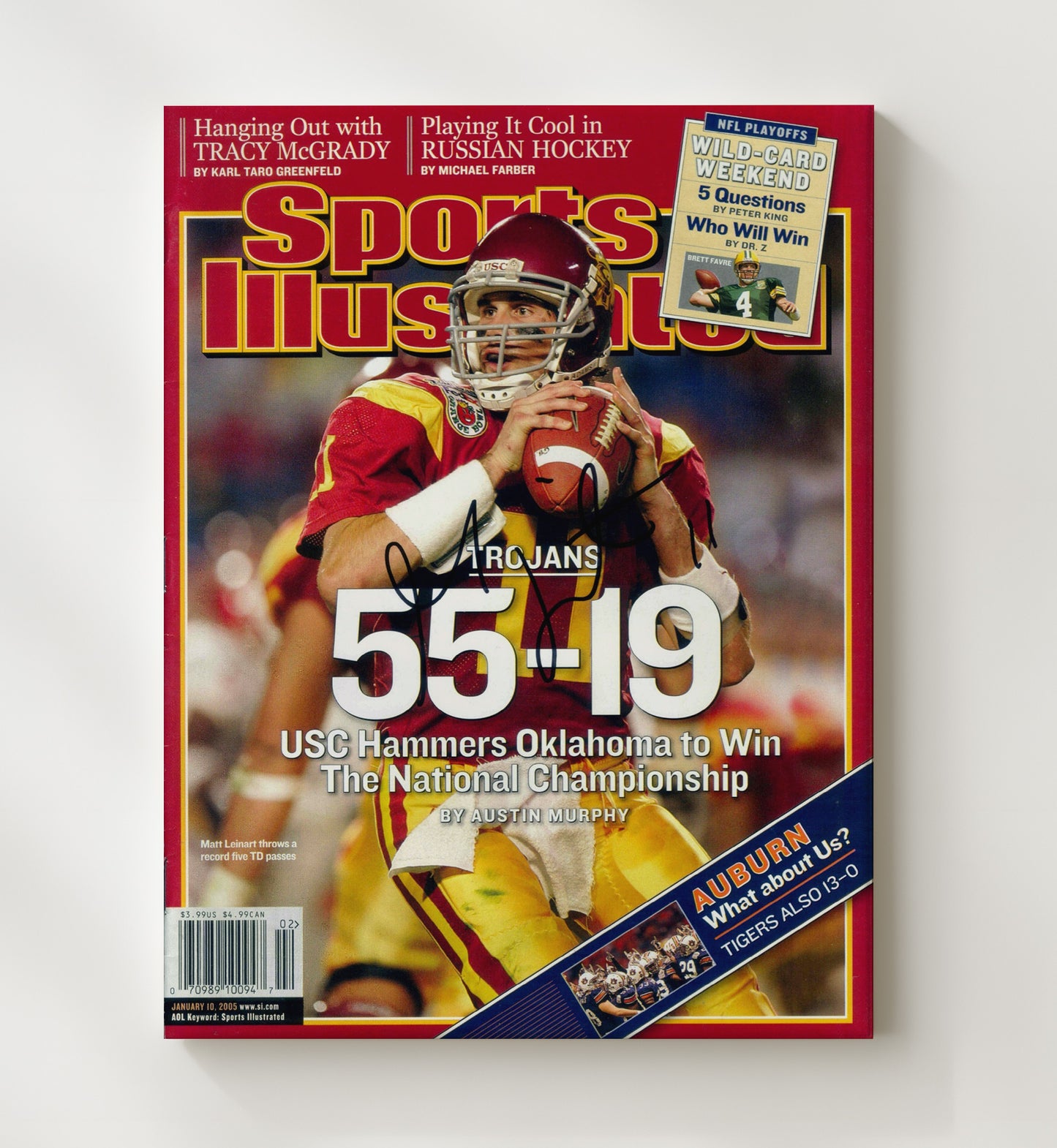USC Football Matt Leinart 55-19 National Championship Rout 2005 SI Cover College Football Wall 20x24 Canvas wall art print – College Football decor