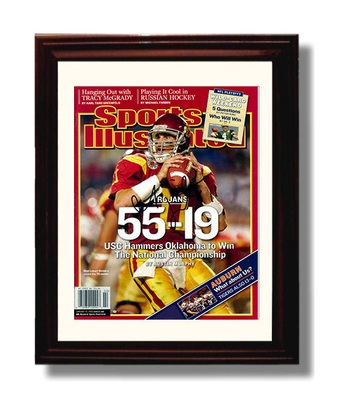 USC Football Matt Leinart 55-19 National Championship Rout 2005 SI Cover College Football Wall 8x10 Beveled Frame wall art print – College Football decor