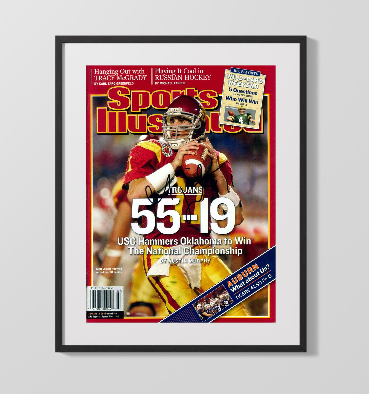 USC Football Matt Leinart 55-19 National Championship Rout 2005 SI Cover College Football Wall 16x20 Gallery Frame wall art print – College Football decor