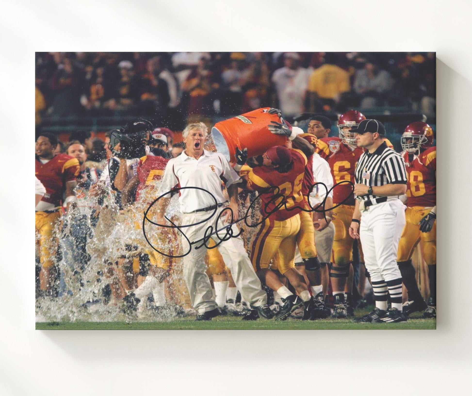 USC Football - Pete Carroll Gatorade Celebration Championship Energy 8x10 Canvas college football wall art