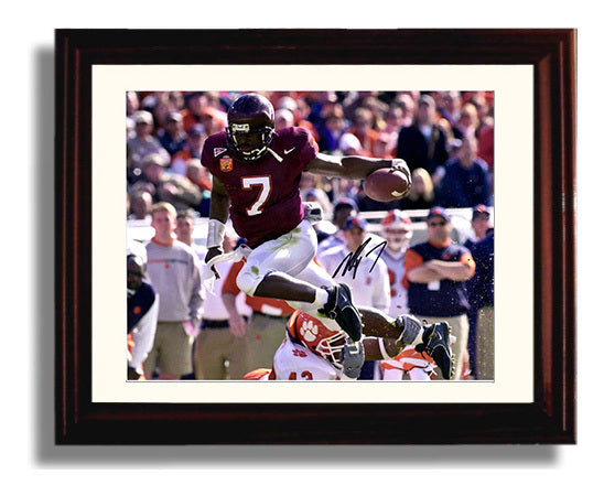 Virginia Tech Football Michael Vick Electrifying Open Field Breakaway College Football Wall Art 8x10 Beveled Frame wall art print – College Football decor