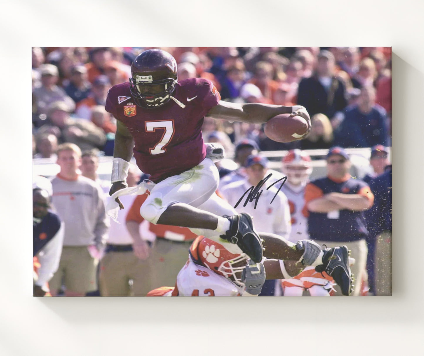 Virginia Tech Football - Michael Vick Electrifying Open Field Breakaway 8x10 Canvas college football wall art