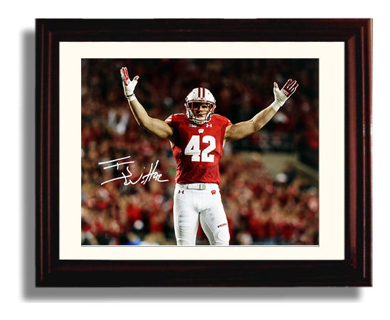 Wisconsin Football - TJ Watt Defensive Celebration Stand 8x10 Beveled Frame college football wall art