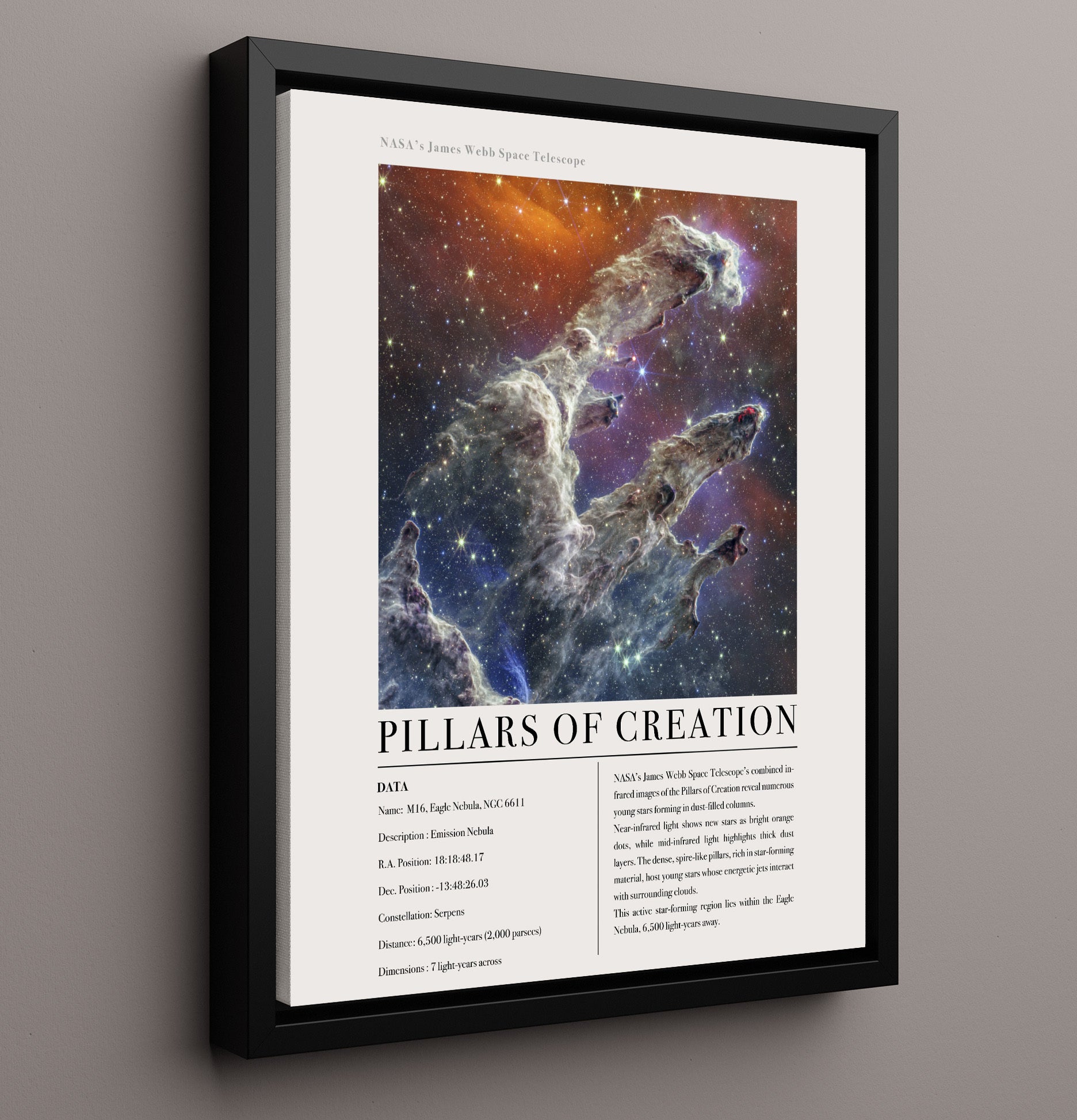 Constellation Print - Chamaeleon - James Webb Telescope Chamaeleon I Molecular C 16x20 Framed Canvas constellation wall art print – Constellation Print decor