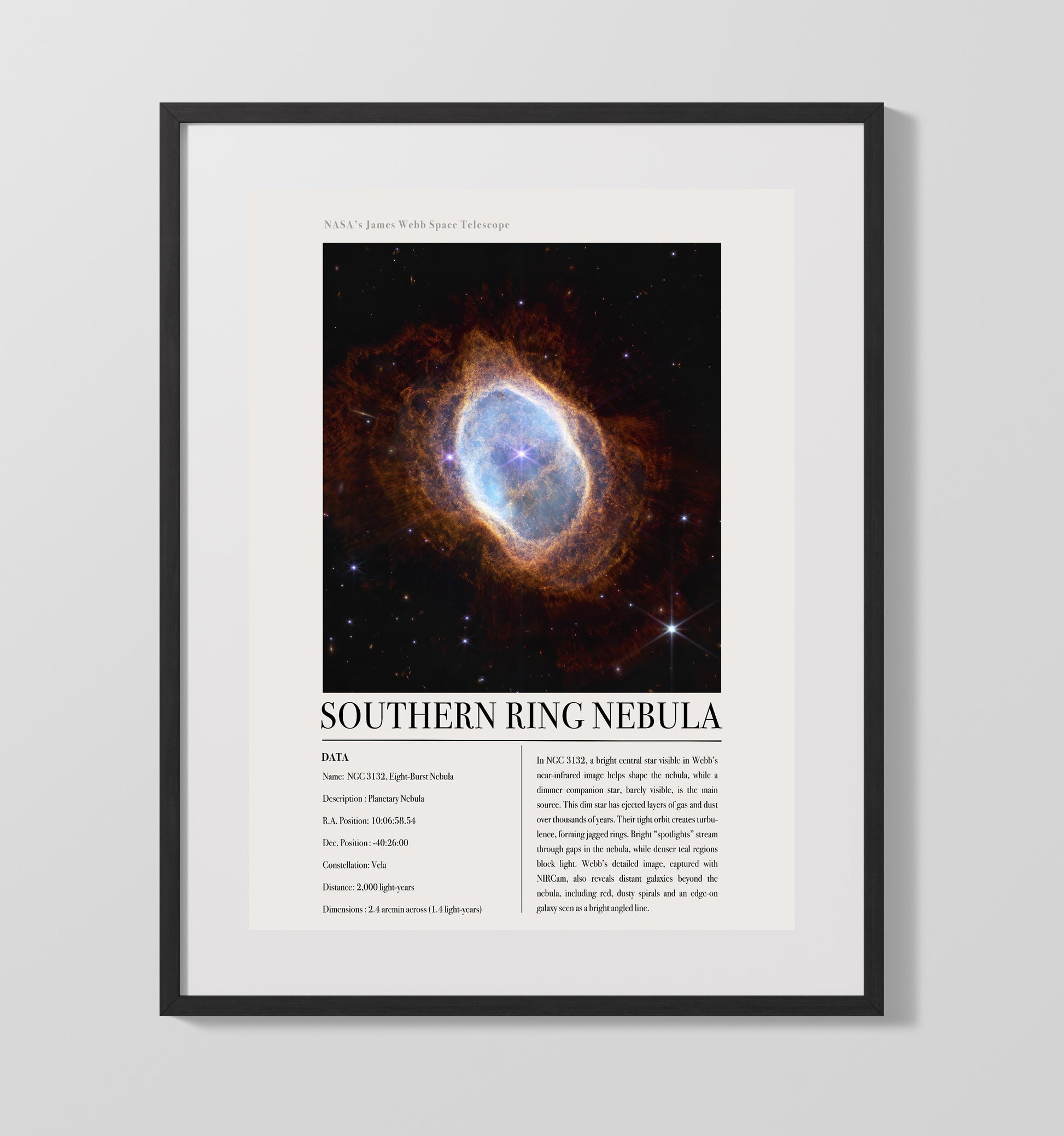 Constellation Print - Hercules - James Webb Telescope Messier 92 Globular Cluste 16x20 Gallery Frame constellation wall art print – Constellation Print decor