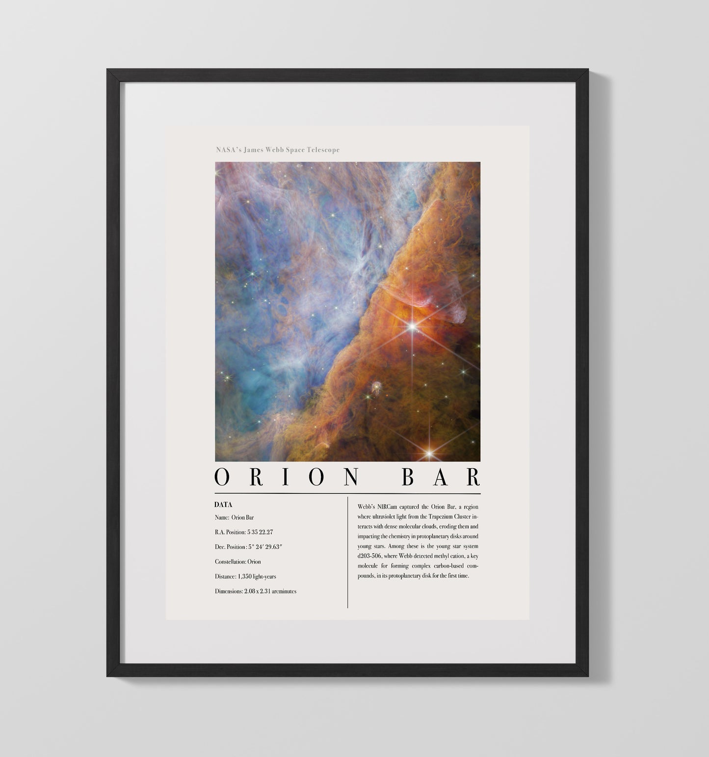 Constellation Print - Hercules - James Webb Telescope Messier 92 Globular Cluste 16x20 Gallery Frame constellation wall art print – Constellation Print decor