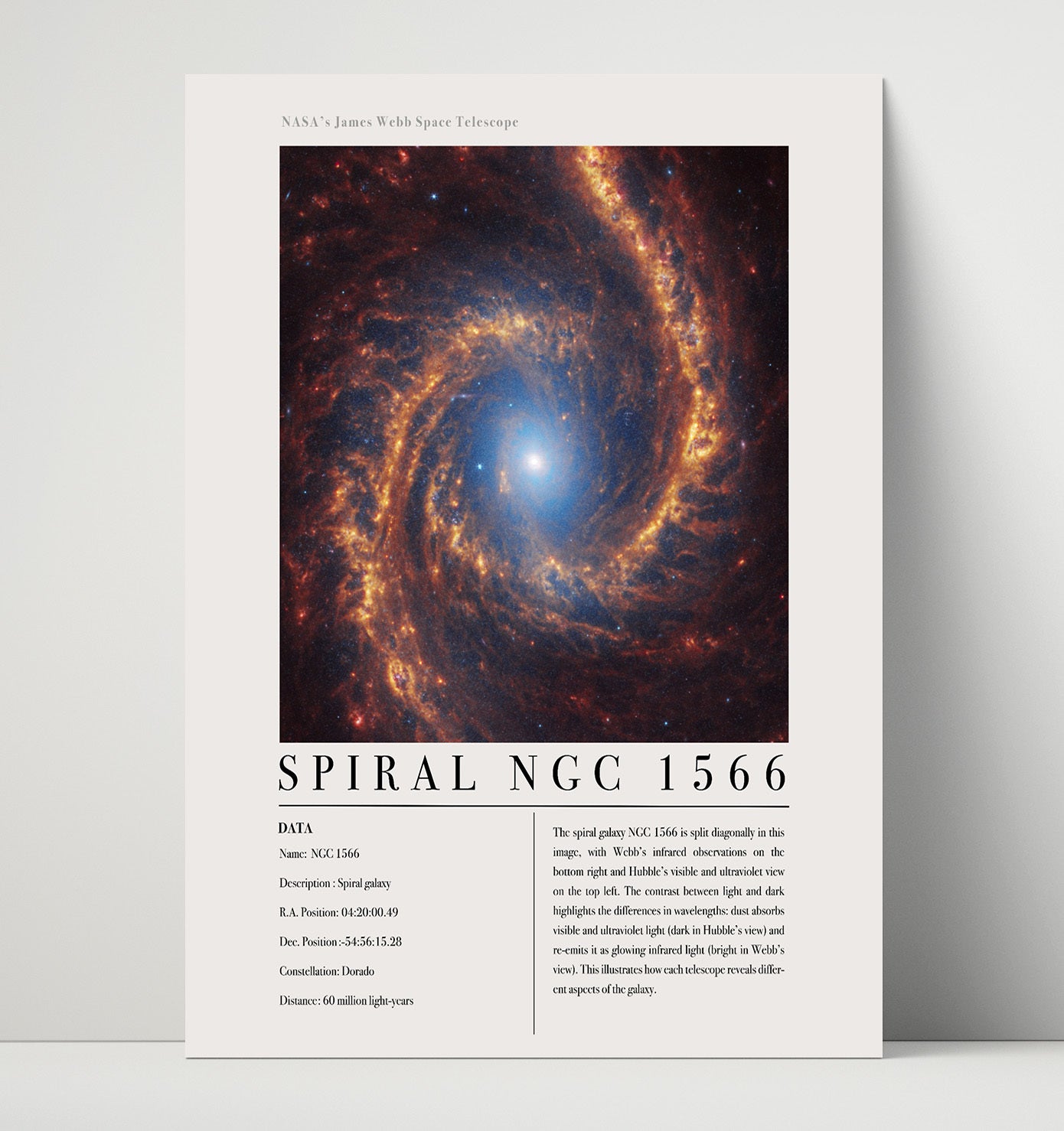 Constellation Print - Leo - James Webb Telescope NGC 3351 Barred Spiral Galaxy 16x20 Unframed Print constellation wall art print – Constellation Print decor