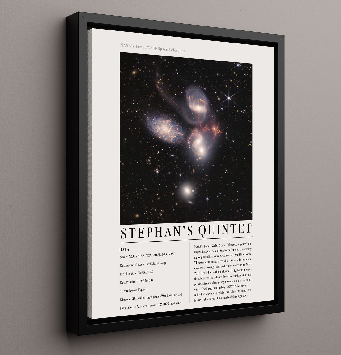 Constellation Print - Sculptor - James Webb Telescope Cartwheel Galaxy 16x20 Framed Canvas constellation wall art print – Constellation Print decor