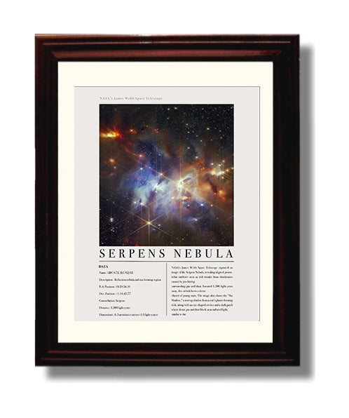 Constellation Print - Serpens - James Webb Telescope Serpens Nebula Star - Formi 8x10 Beveled Frame constellation wall art print – Constellation Print decor