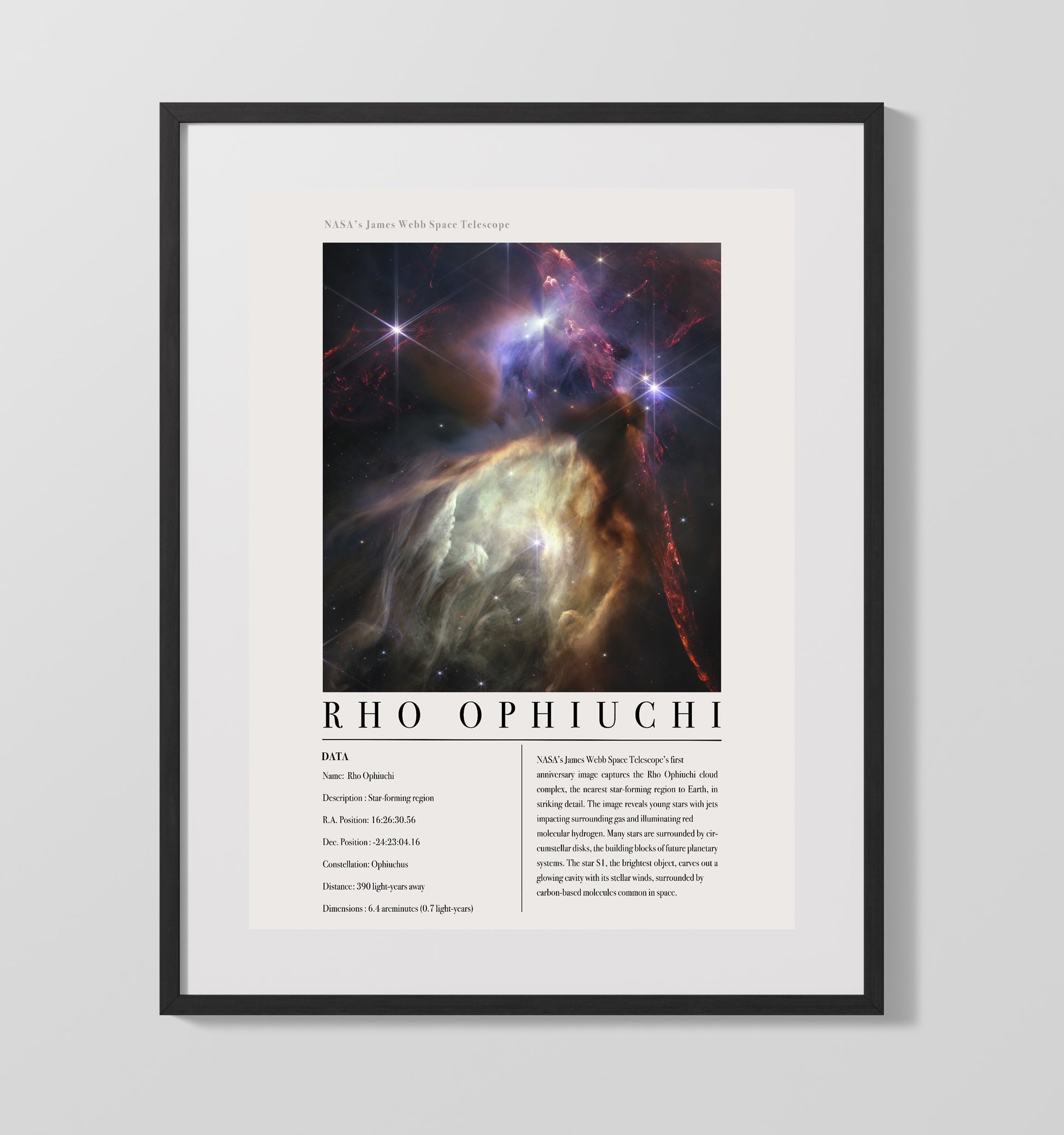 Constellation Print - Vela - James Webb Telescope Herbig - Haro 46 - 47 Protosta 16x20 Gallery Frame constellation wall art print – Constellation Print decor