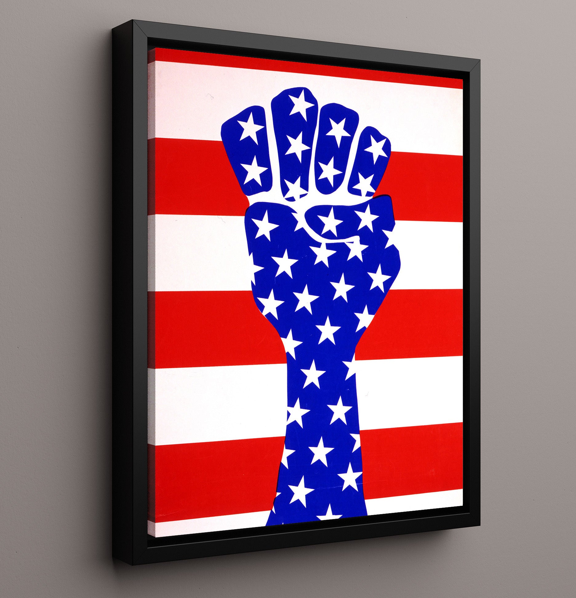 American Flag Fist Counter Culture Wall Art 16x20 Framed Canvas wall art print