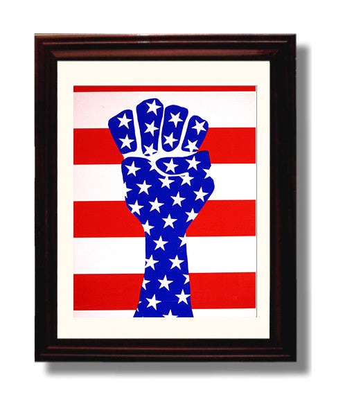 American Flag Fist Counter Culture Wall Art 8x10 Beveled Frame wall art print