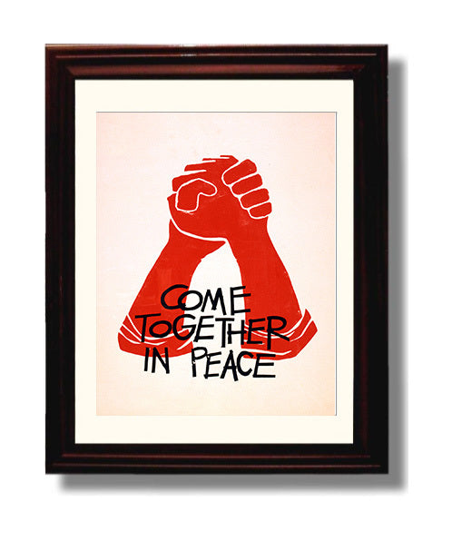 Come Together in Peace Counter Culture Wall Art 8x10 Beveled Frame wall art print