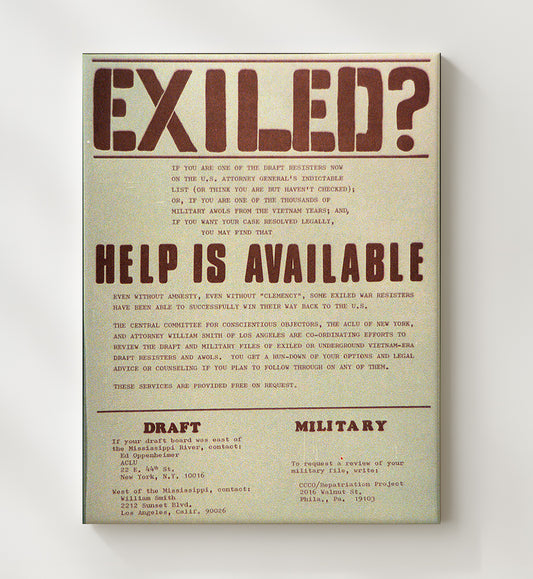 Exiled Help Is Available 8x10 Canvas counterculture wall art