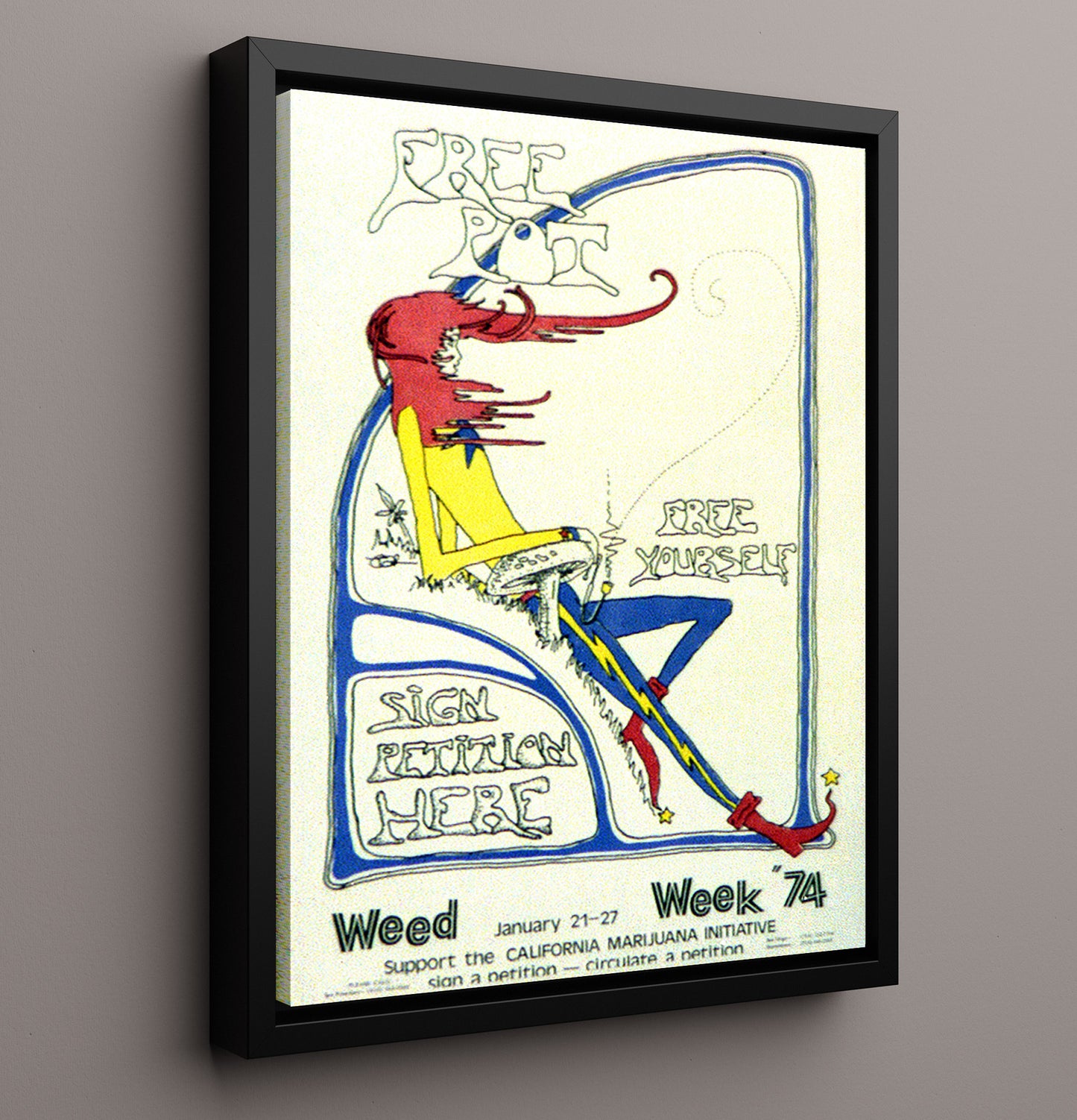 Free Pot Free Yourself Counter Culture Wall Art 16x20 Framed Canvas wall art print