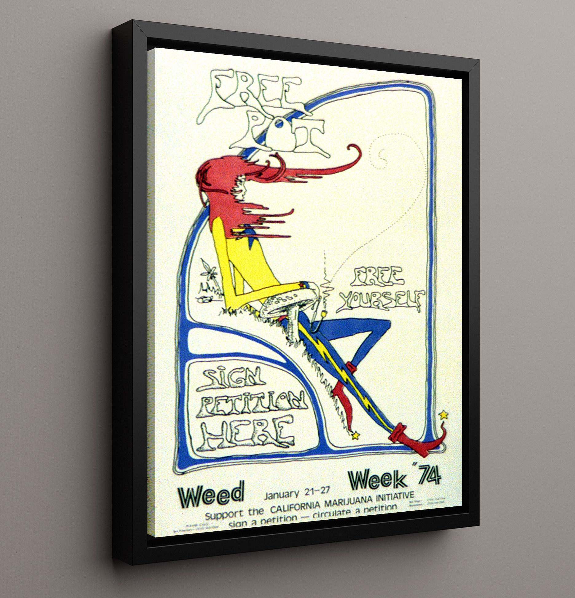 Free Pot Free Yourself Counter Culture Wall Art 16x20 Framed Canvas wall art print
