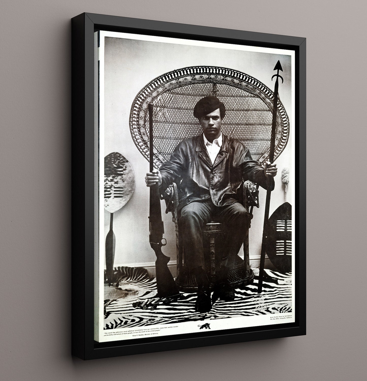 Huey Newton - Black Panthers Counter Culture Wall Art 16x20 Framed Canvas wall art print