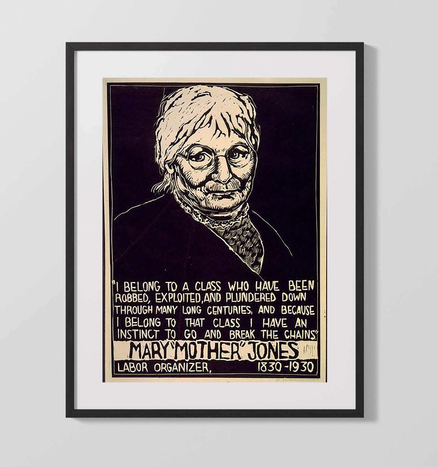 Mother Jones Quote Counter Culture Wall Art 16x20 Gallery Frame wall art print