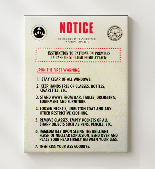 Nuclear Bomb Attack Notice 8x10 Canvas counterculture wall art