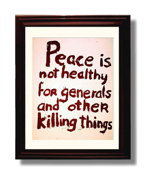 Peace Is Not Healthy Counter Culture Wall Art 8x10 Beveled Frame wall art print