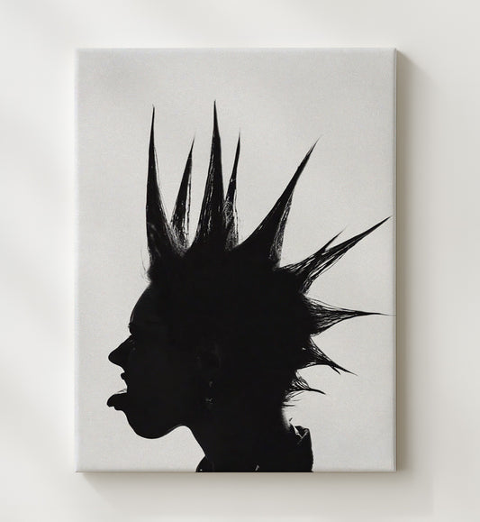 Punk Silhouette with Spiked Hair 8x10 Canvas counterculture wall art