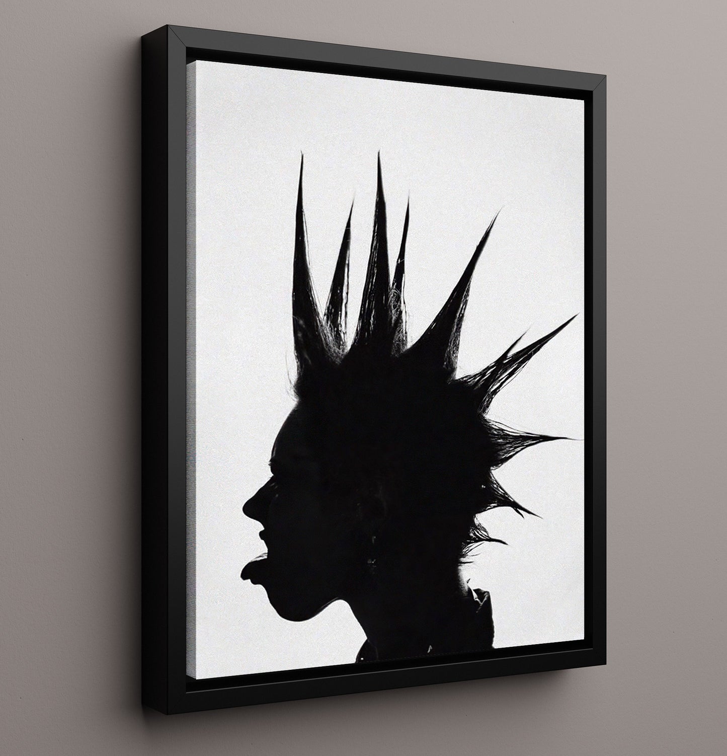 Punk Silhouette with Spiked Hair Counter Culture Wall Art 16x20 Framed Canvas wall art print