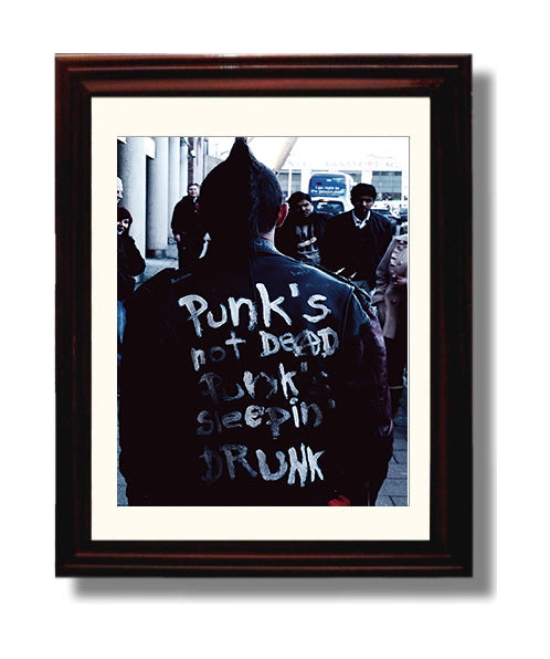 Punks Not Dead Punks Sleepin Drunk Counter Culture Wall Art 8x10 Beveled Frame wall art print