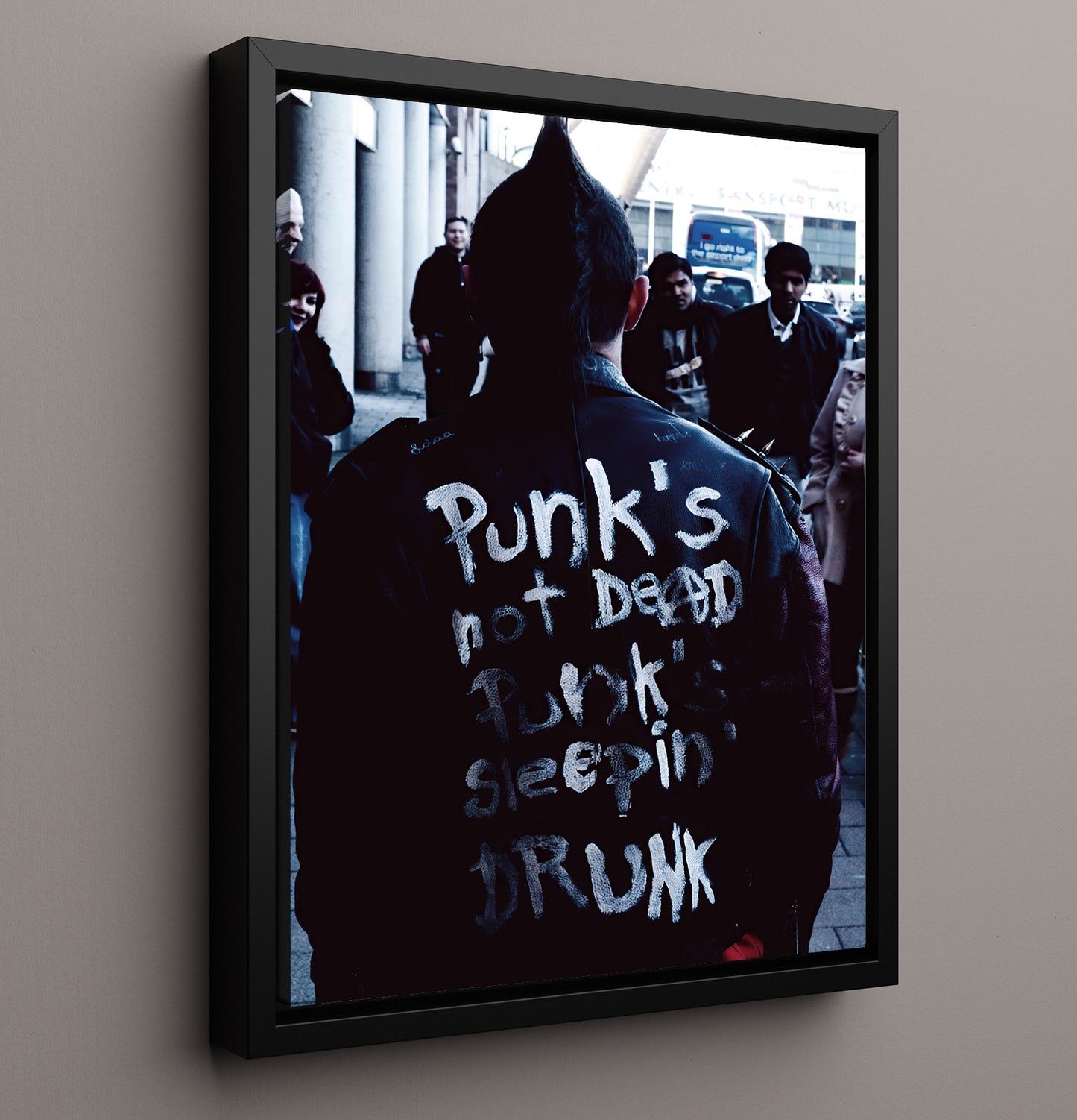 Punks Not Dead Punks Sleepin Drunk Counter Culture Wall Art 16x20 Framed Canvas wall art print
