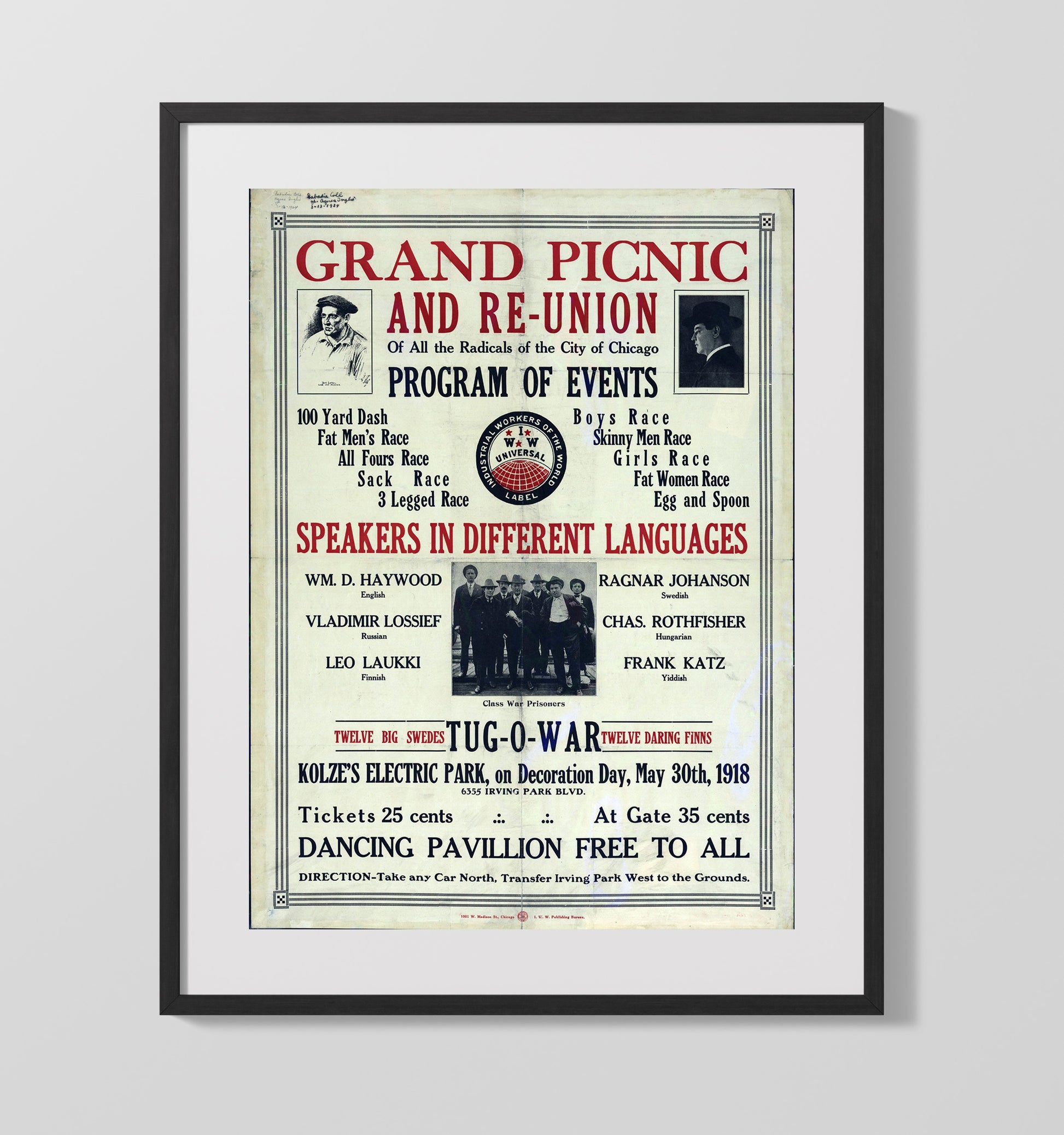 Radicals of Chicago Reunion Counter Culture Wall Art 16x20 Gallery Frame wall art print