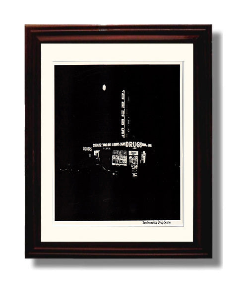 San Fran Drug Scene 16x20 Counter Culture Wall Art 8x10 Beveled Frame wall art print