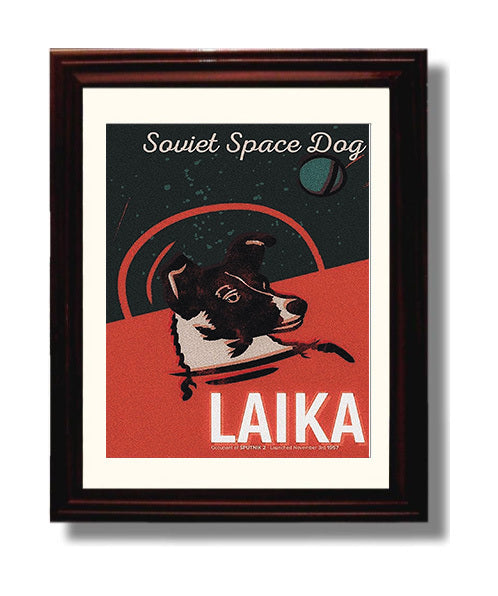 Soviet Space Dog Laika Counter Culture Wall Art 8x10 Beveled Frame wall art print