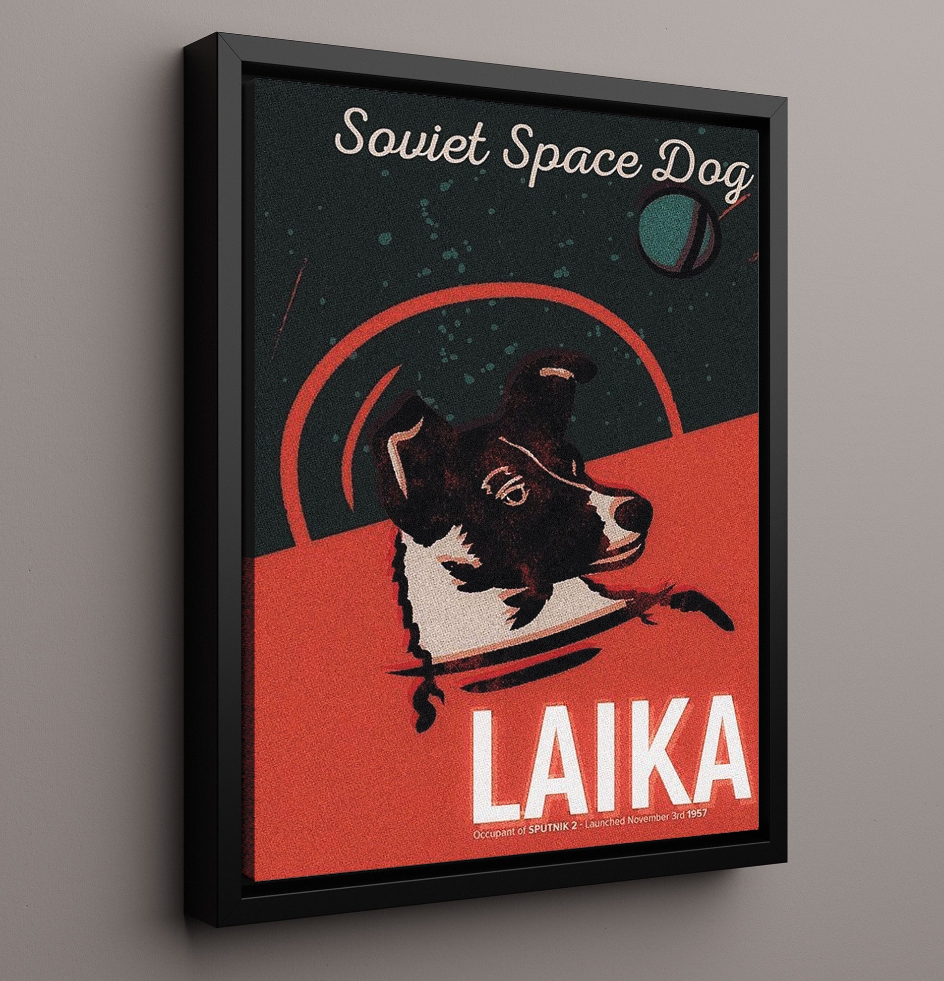 Soviet Space Dog Laika Counter Culture Wall Art 16x20 Framed Canvas wall art print