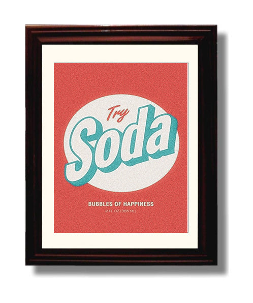 Try Soda Bubbles of Happiness Counter Culture Wall Art 8x10 Beveled Frame wall art print