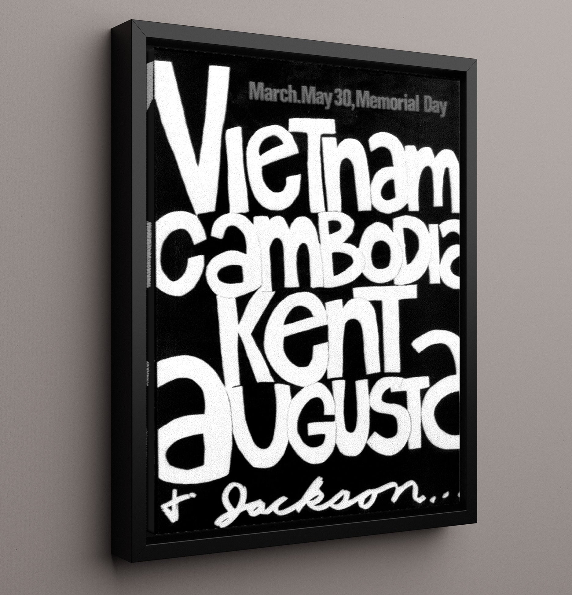 Vietnam Cambodia Kent Augusta and Jackson Counter Culture Wall Art 16x20 Framed Canvas wall art print