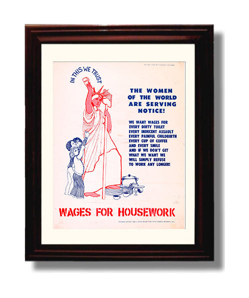 Wages for Housework Counter Culture Wall Art 8x10 Beveled Frame wall art print