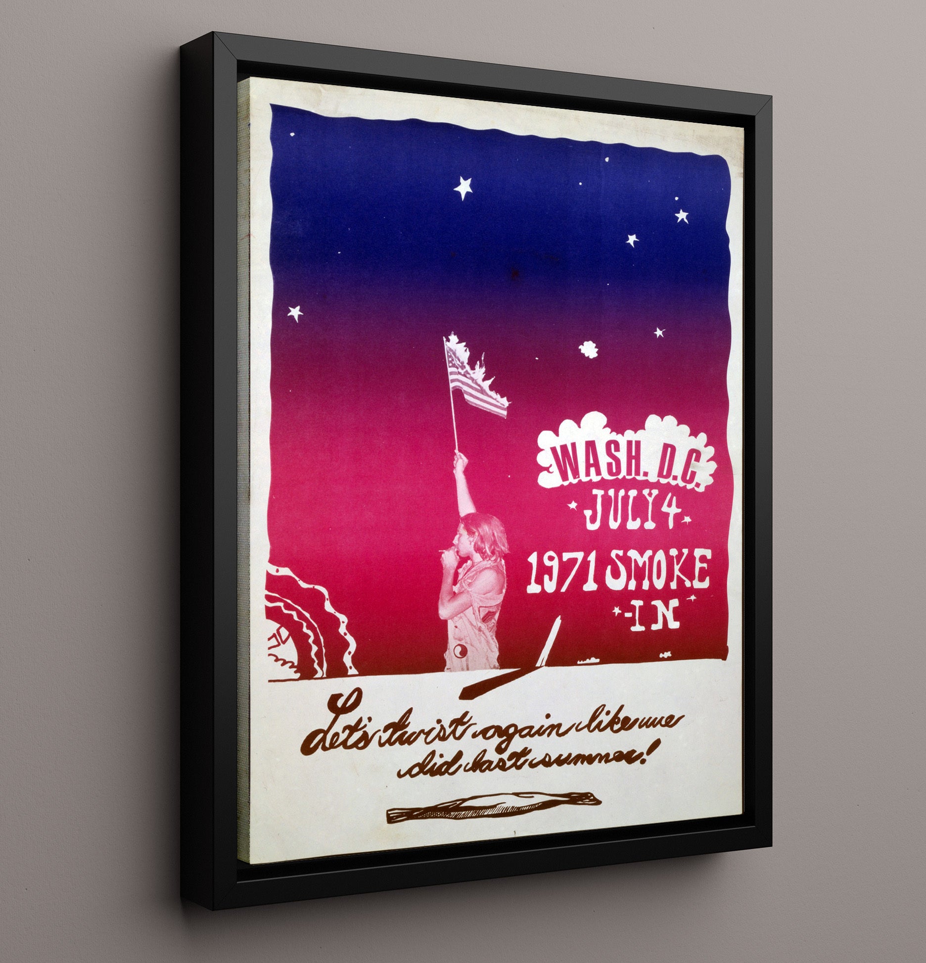 Washington Dc Smoke in 1971 Counter Culture Wall Art 16x20 Framed Canvas wall art print