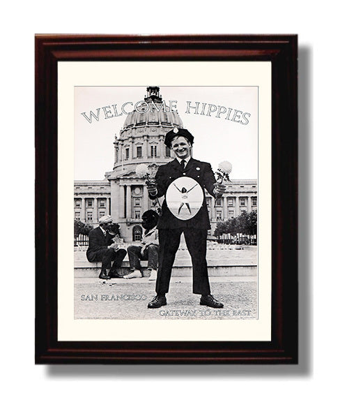 Welcome Hippies Counter Culture Wall Art 8x10 Beveled Frame wall art print