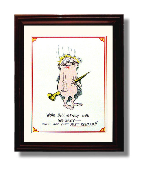 Work Dilligently Just Reward Counter Culture Wall Art 8x10 Beveled Frame wall art print