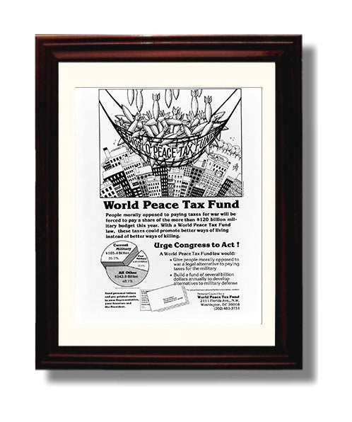 World Peace Tax Fund Counter Culture Wall Art 8x10 Beveled Frame wall art print