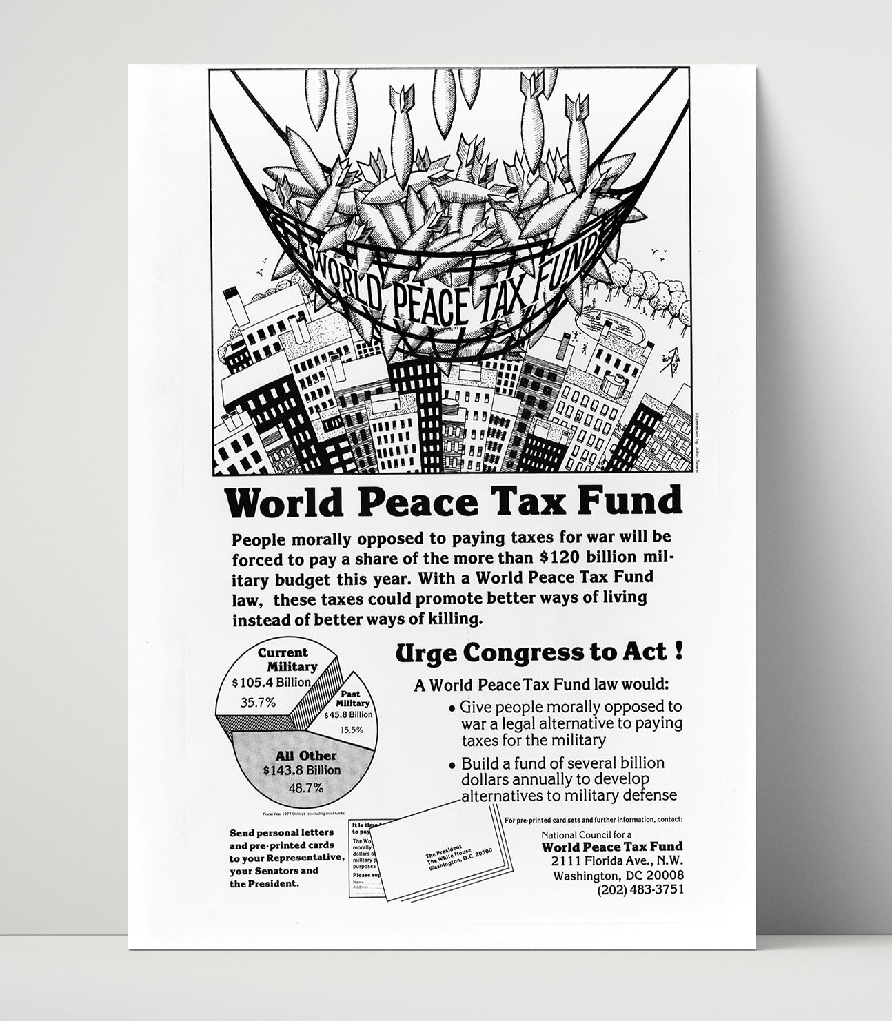 World Peace Tax Fund Counter Culture Wall Art 16x20 Unframed Print wall art print