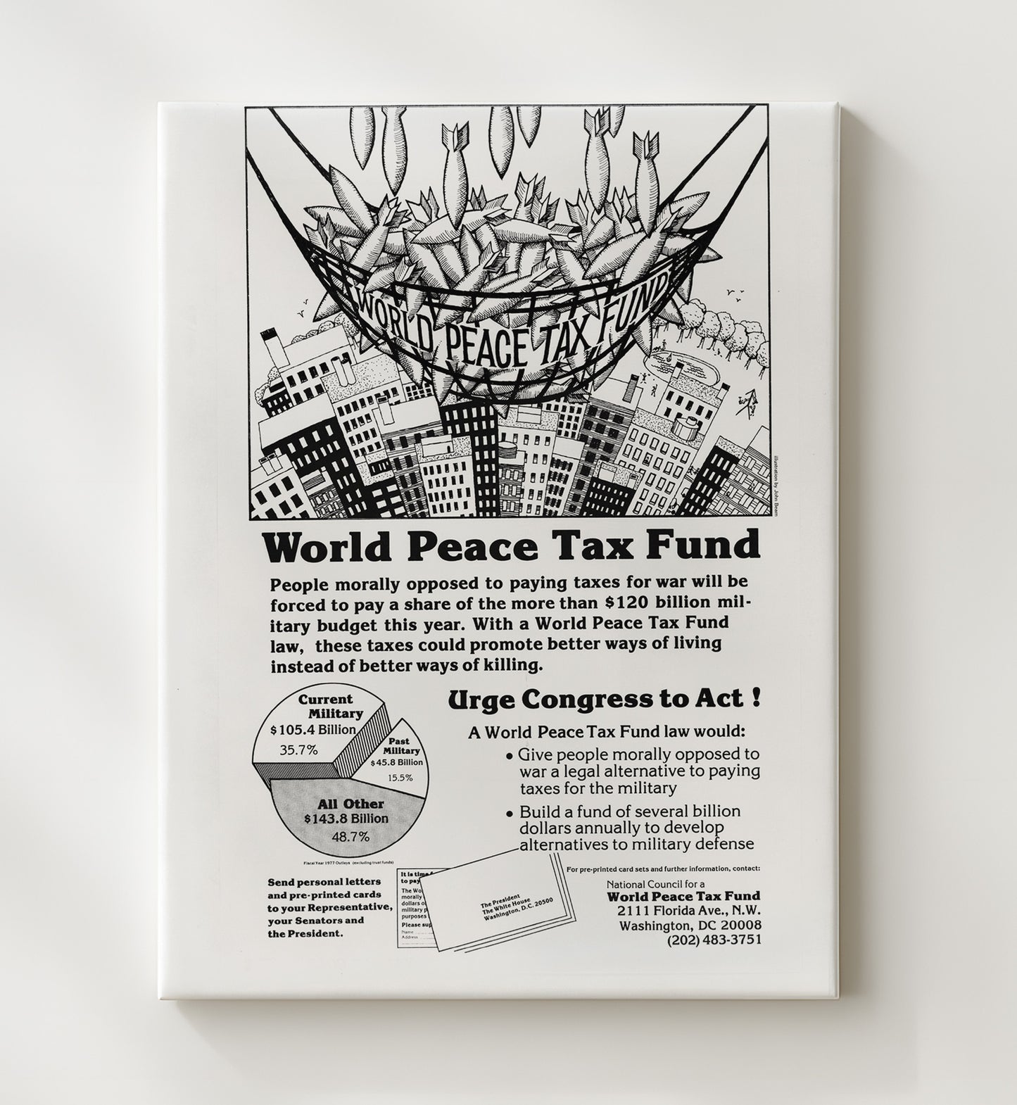 World Peace Tax Fund Counter Culture Wall Art 20x24 Canvas wall art print